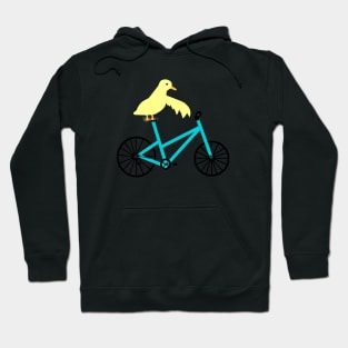 Duck On A Teal Bicycle Hoodie